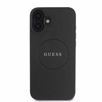 Guess Grained Kuldne Ring MagSafe ümbris jaoks iPhone 16 Plus - must