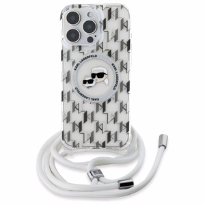 Karl Lagerfeld IML Crossbody Monogram Karl & Choupette Head MagSafe Ümbris jaoks iPhone 16 Pro Max - Clear