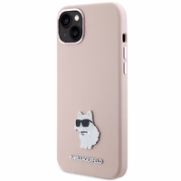 Karl Lagerfeld Silicone Choupette Metal Pin Ümbris jaoks iPhone 15 Plus / 14 Plus - roosa