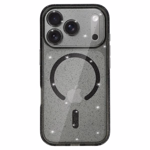 Чехол Glitter MagSafe для iPhone 17 Pro чёрный прозрачный