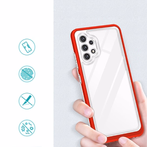 Läbipaistev 3in1 ümbris Samsung Galaxy A32 5G Frame Gel Cover Punane