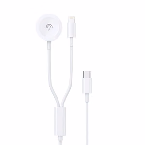 Dudao A12MAX-2in1 USB-C–iWatch / Lightning kaabel, 20 W, 1,2 m, valge