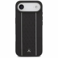Mercedes Leather Star Pattern Stripes MagSafe ümbris jaoks iPhone Air - must