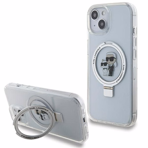 Karl Lagerfeld KLHMP15SHMRSKCH iPhone 15 / 14 / 13 6.1" valge/valge hardcase Ring Stand Karl&Choupette MagSafe