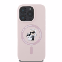 Karl Lagerfeld Silicone Karl&Choupette Heads MagSafe Ümbris jaoks iPhone 16 Pro Max - Roosa