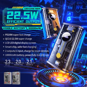WEKOME WP-333 Vanguard Series akupank, 10000 mAh, PD 20 W + QC 22,5 W, must ja läbipaistev