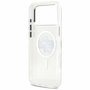 Karl Lagerfeld IML Glitter Karl & Choupette Sketch Logo MagSafe Ümbris jaoks iPhone 17 Pro Max - Clear