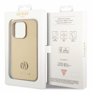 GUESS ümbris jaoks IPHONE 15 Pro GUHCP15LPS4DGPD (Strass Metal Logo) kuldne
