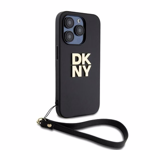 DKNY Wrist Strap Stock Logo ümbris jaoks iPhone 15 Pro - must