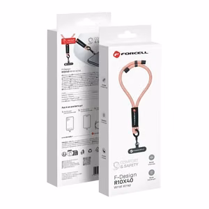 FORCELL F-DESIGN R10X40 wrist phone lanyard with adjustable length (max 20cm in the loop) roosa valge