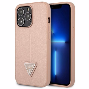 Guess GUHCP13LPSATLP iPhone 13 Pro / 13 6.1" roosa/roosa kõvakott SaffianoTriangle Logo