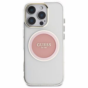 Guess IML Metal Colored Circle Classic Logo MagSafe ümbris jaoks iPhone 16 Pro Max - roosa