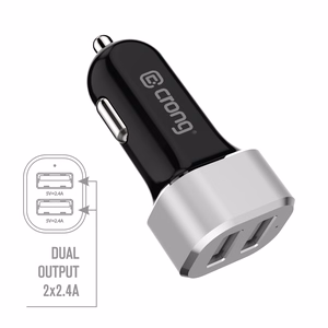 Crong Power 24 W autolaadija 2 USB-A pordiga, 2.4 A, alumiiniumist
