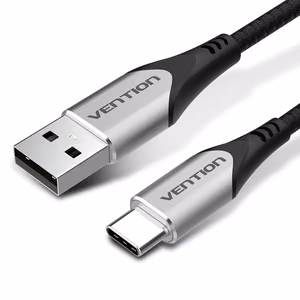 Vention puuvillane USB 2.0 A Male kuni C Male 3A kaabel 2M, hall, alumiiniumisulamist