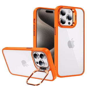 Tel Protect Kickstand Ümbris + camera glass (lens) jaoks Iphone 15 Plus oranž