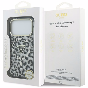 Чехол GUESS для IPHONE 17 Pro совместимый с MagSafe GUHMP17LHLEGTGLK (PC TPU W/ Leopard Glitter) чёрный
