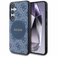Guess 4G Round Patch Classic Logo MagSafe ümbris jaoks Samsung Galaxy S25 Plus sinine