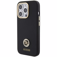 Guess Silicone Logo Strass 4G Ümbris jaoks iPhone 15 Pro - must