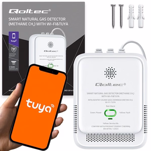 Qoltec 52651 maagaasi lekkeandurit | CH4 detektor | NG | Tuya | Wi-Fi | 85dB alarm | LED