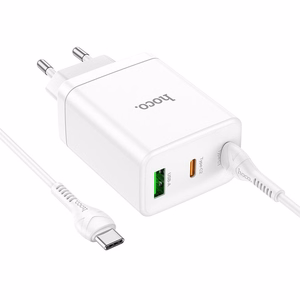 Phone Laadija Hoco 2 x USB C + USB A QC3.0 PD 3A 35W + Kaabel USB C to USB C N33 valge