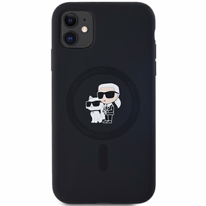 Силиконовый чехол Karl Lagerfeld Karl&Choupette MagSafe для iPhone 11 / Xr - чёрный