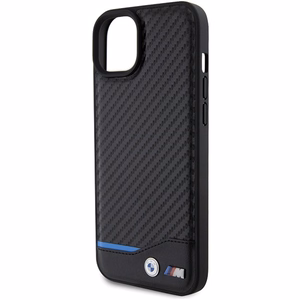 BMW Leather Carbon ümbris jaoks iPhone 15 Plus - must