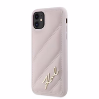 Karl Lagerfeld Diagonal Quilted Script ümbris jaoks iPhone 11 / Xr - roosa