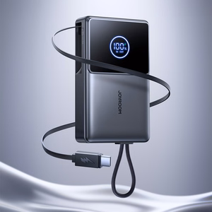 Joyroom JR-PR1 10000mAh 22.5W Powerbank sisseehitatud sissetõmmatava USB-C kaabliga - must