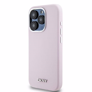 DKNY Liquid Silicone Small Metal Logo MagSafe ümbris jaoks iPhone 15 Pro - roosa