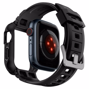 Spigen Rugged Armor Pro чехол с ремешком для Apple Watch 4 / 5 / 6 / 7 / 8 / SE (44/45 мм) - Чёрный