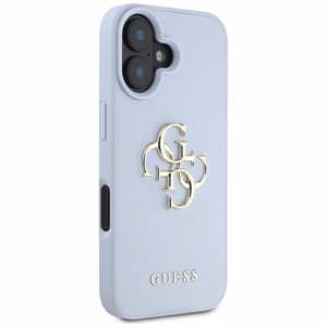 Guess Grained Big 4G Logo Small Classic Logo ümbris jaoks iPhone 16 - sinine