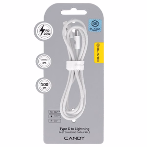 Blavec Cable Candy плетёный - Type C to Lightning - PD 20W 2,4A 1 метр Apple CarPlay (CCA-CL24W10) белый