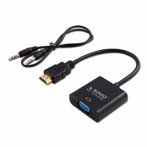 SAVIO CL-23/B HDMI (M) – VGA (F) adapter heliga, must