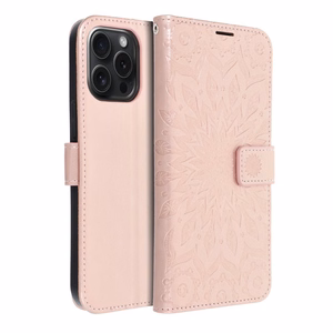 MEZZO Book чехол для iPhone 15 Pro Max мандала розовое золото