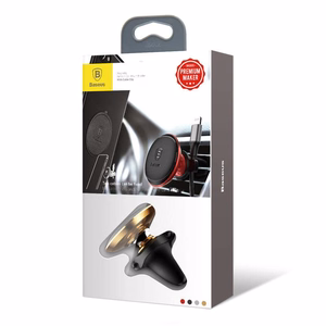 Car Holder Baseus "Overseas Edition" Black / Red (magnetic / air vent grille)