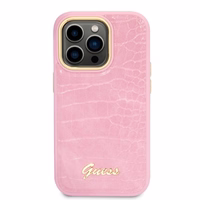 Guess Croco Collection ümbris jaoks iPhone 14 Pro - roosa
