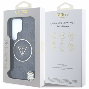 Guess 4G Glitter Triangle Buttons MagSafe Ümbris jaoks Samsung Galaxy S25 Ultra must