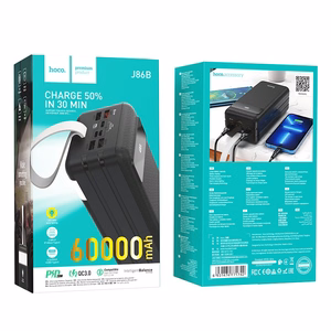 External battery Akupank Hoco J86B 22.5W PD+Quick Charge 3.0 60000mAh must