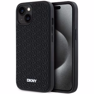DKNY 3D Rubber Repeat Pattern ümbris jaoks iPhone 15 Plus - must