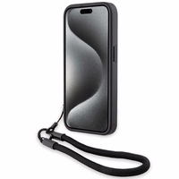BMW Signature Leather Wordmark Cord ümbris jaoks iPhone 15 Pro Max - must