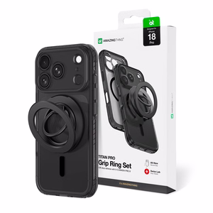 AmazingThing Titan Pro Lens Ring Set ümbris mudelile iPhone 18 Pro, kaamerakaitsega ja magnetrõngaga, ühildub MagSafe'iga – värv: must