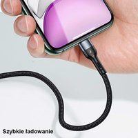 USAMS Punutud kaabel U55 2A lightning must 1m SJ448USB01 (US-SJ448)