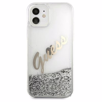 Guess GUHCP12SGLVSSI iPhone 12 mini5,4" hõbedane/hõbedane ümbris Glitter Vintage Script