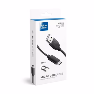 Kaabel USB A to Micro USB sinine Star Lite 3A 1,2 m must