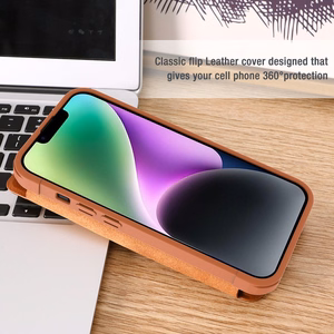 Nillkin Qin Nahast Pro Case iPhone 14 Plus kaamerakate Holster Cover Flip Case must