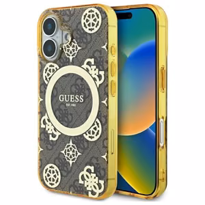 Guess IML Peony jaoks 4G Background MagSafe iPhone 16 Ümbris - Brown