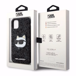 Karl Lagerfeld KLHCN61G2CPK iPhone 11 / Xr 6.1" чёрный/чёрный хардкейс Glitter Choupette Patch