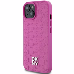 DKNY Leather Pattern Metal Logo MagSafe Ümbris jaoks iPhone 15 / 14 / 13 - Roosa