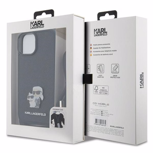 Karl Lagerfeld Crossbody Saffiano Metal Pin Karl & Choupette ümbris jaoks iPhone 15 Plus - must