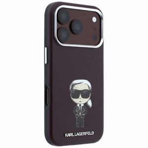 KARL LAGERFELD ümbris mudelile IPHONE 18 Pro Max/ 17 Pro Max ühildub MagSafe'iga (Smooth Ikonik Sketch) (värv: bordoopunane)